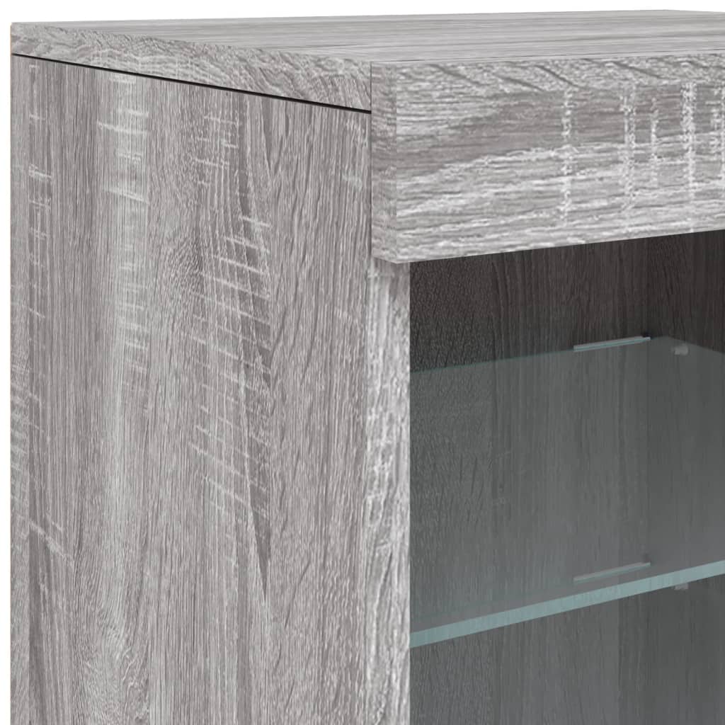Příborník S Led Osvětlením Šedý Sonoma 123 X 37 X 67 Cm