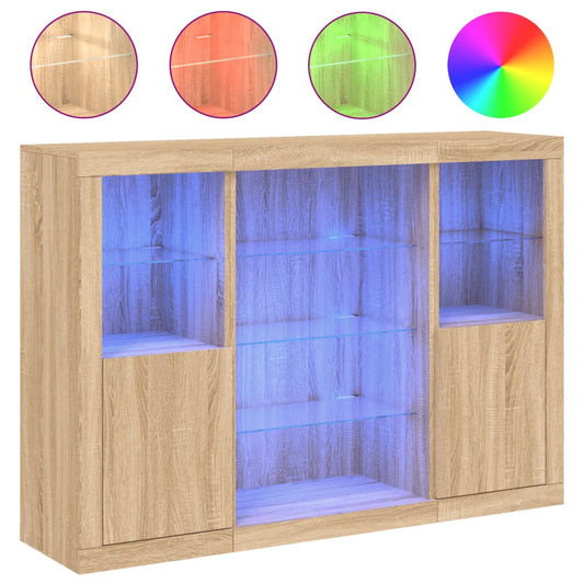 Příborníky S Led Osvětlením 3 Ks Kompozitní Dřevo