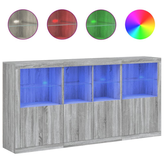 Příborník S Led Osvětlením Šedý Sonoma 202 X 37 X 100 Cm