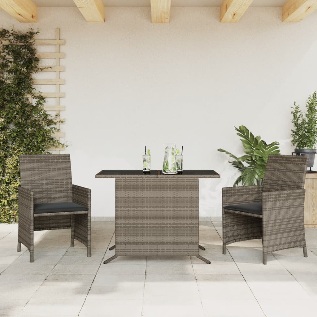 3Dílný Bistro Set S Poduškami Hnědý Polyratan