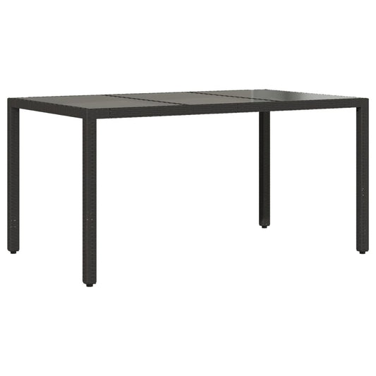 Zahradní Stůl Se Skleněnou Deskou Černý 150X90X75 Cm Polyratan