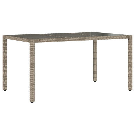Zahradní Stůl Se Skleněnou Deskou Šedý 150X90X75 Cm Polyratan