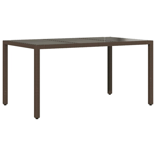 Zahradní Stůl Se Skleněnou Deskou Hnědý 150X90X75 Cm Polyratan