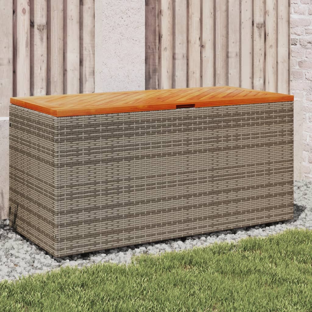 Zahradní Úložný Box Béžový Polyratan A Akácie