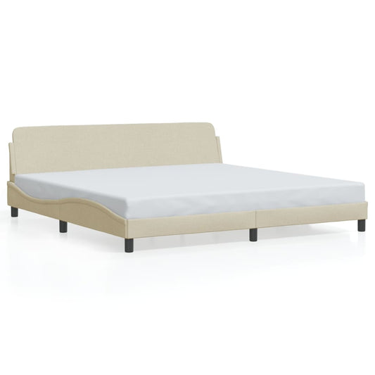 Rám Postele Bez Matrace Krémový 200 X 200 Cm Textil