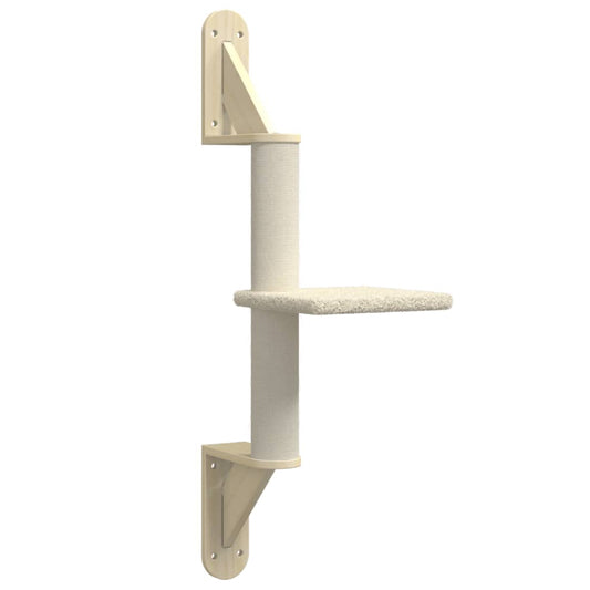 Nástěnné Škrabadlo Pro Kočky Se Sloupkem Krémové 85,5 Cm