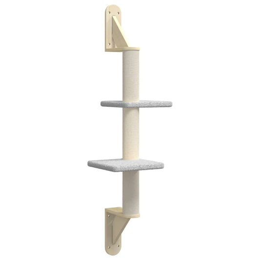 Nástěnné Škrabadlo Pro Kočky Se Sloupkem Světle Šedé 108 Cm