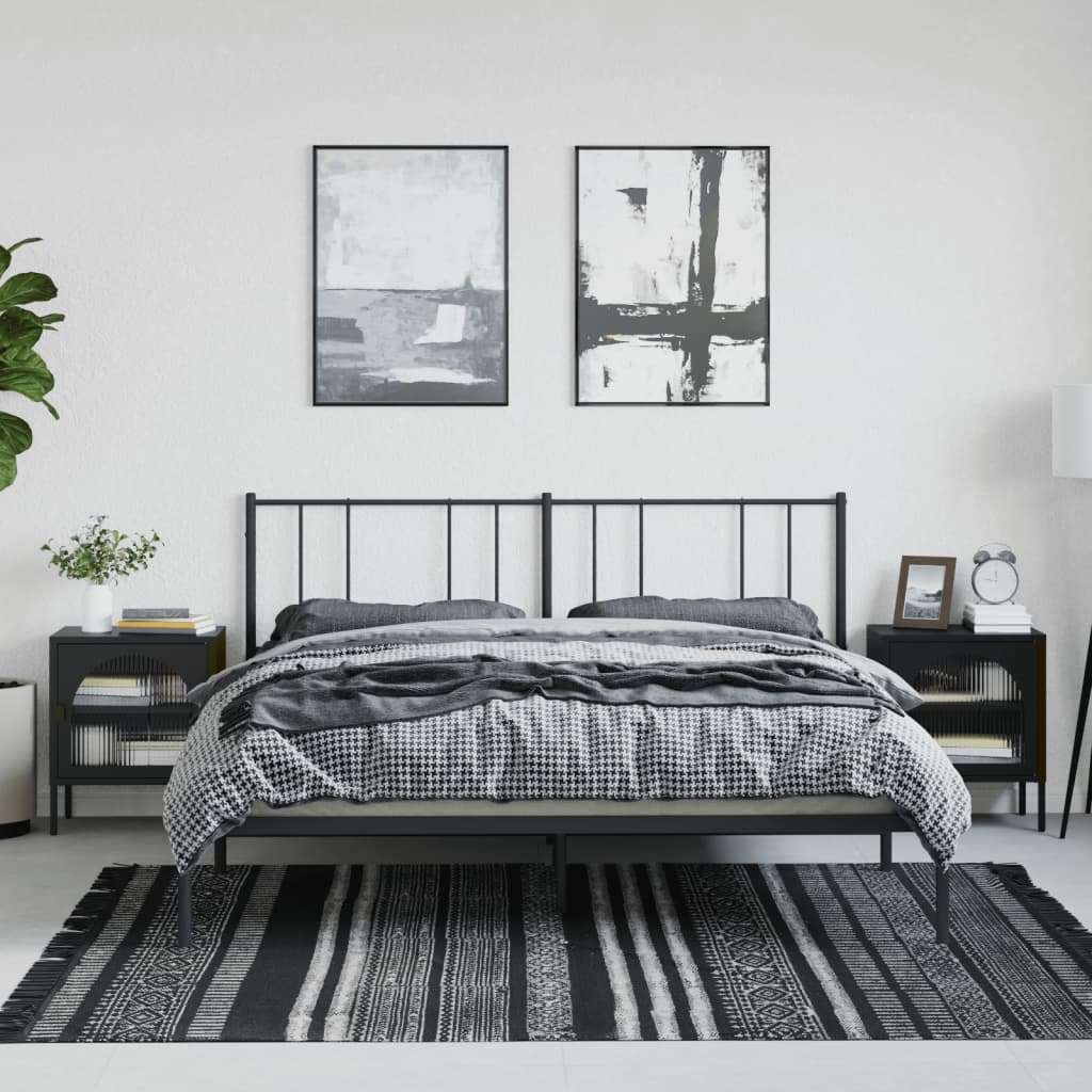 Noční Stolek Černý 50 X 35 X 60 Cm Sklo A Ocel