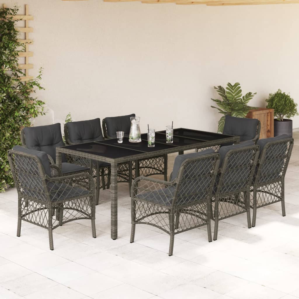 3Dílný Bistro Set S Poduškami Černý Polyratan