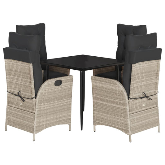 5Dílný Zahradní Jídelní Set S Poduškami Světle Šedý Polyratan