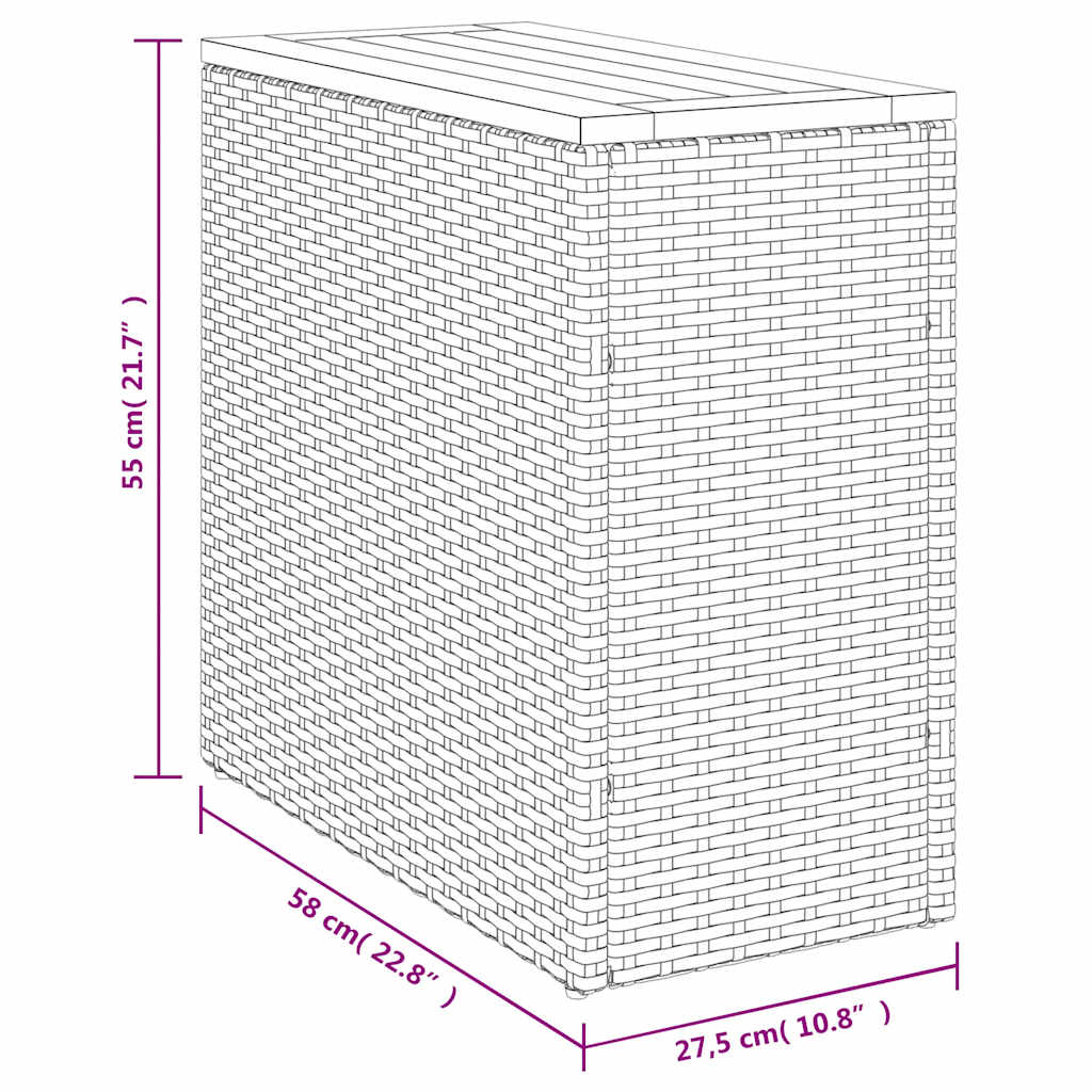 Zahradní Stolek S Dřevěnou Deskou Béžový 58X27,5X55Cm Polyratan