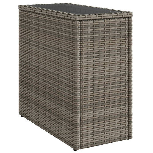 Zahradní Stolek Se Skleněnou Deskou Šedý 58X27,5X55Cm Polyratan