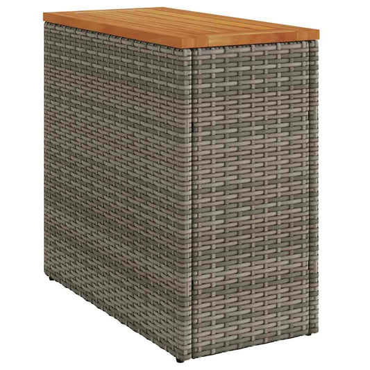 Zahradní Stolek S Dřevěnou Deskou Šedý 58X27,5X55 Cm Polyratan
