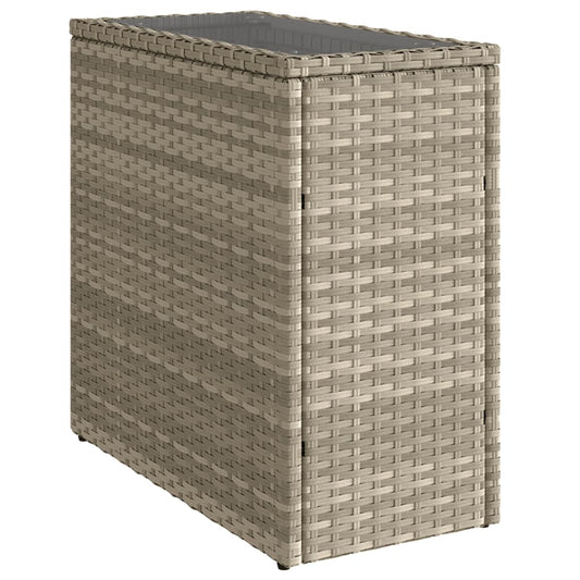 Zahradní Stolek Se Skleněnou Deskou Šedý 58X27,5X55Cm Polyratan
