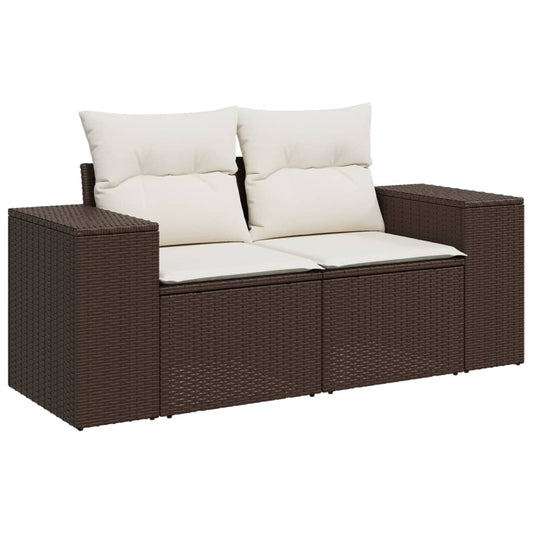 Zahradní Pohovka S Poduškami 2Místná Hnědá Polyratan