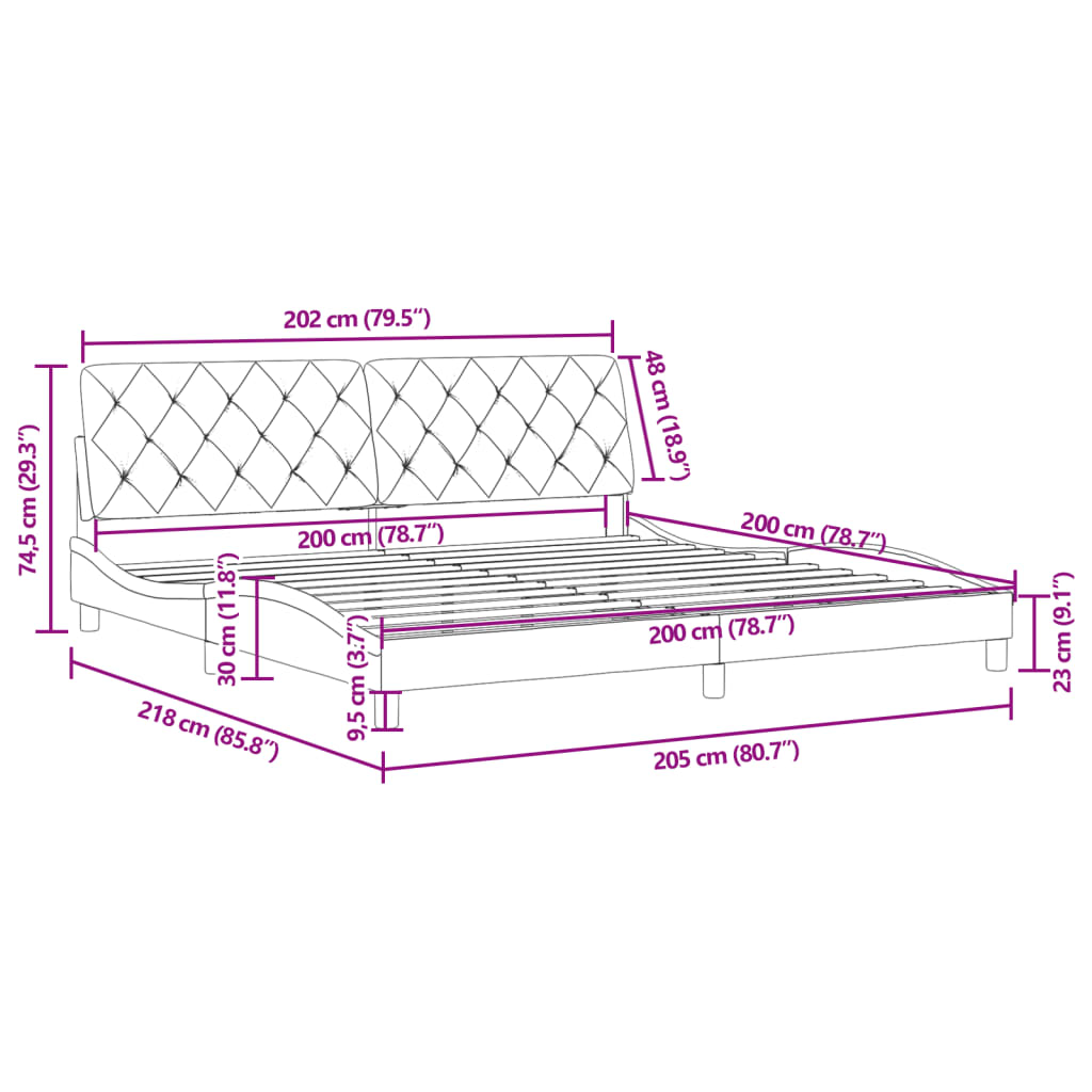 Rám Postele Bez Matrace Tmavě Šedý 200 X 200 Cm Samet