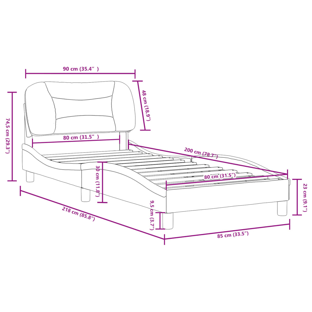 Rám Postele Bez Matrace Hvar Bílý 80 X 200 Cm Umělá Kůže