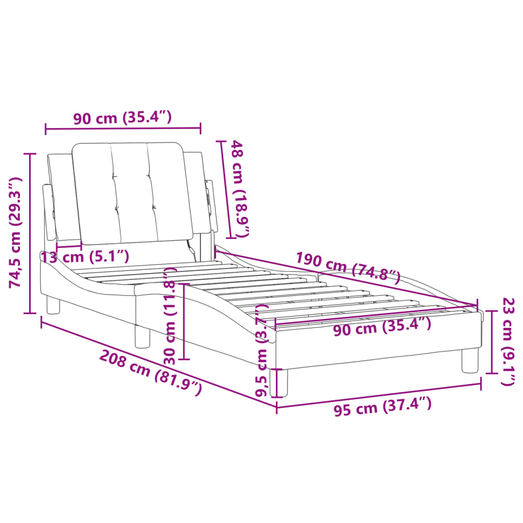 Rám Postele Bez Matrace Zadar Cappuccino 90X190 Cm Umělá Kůže