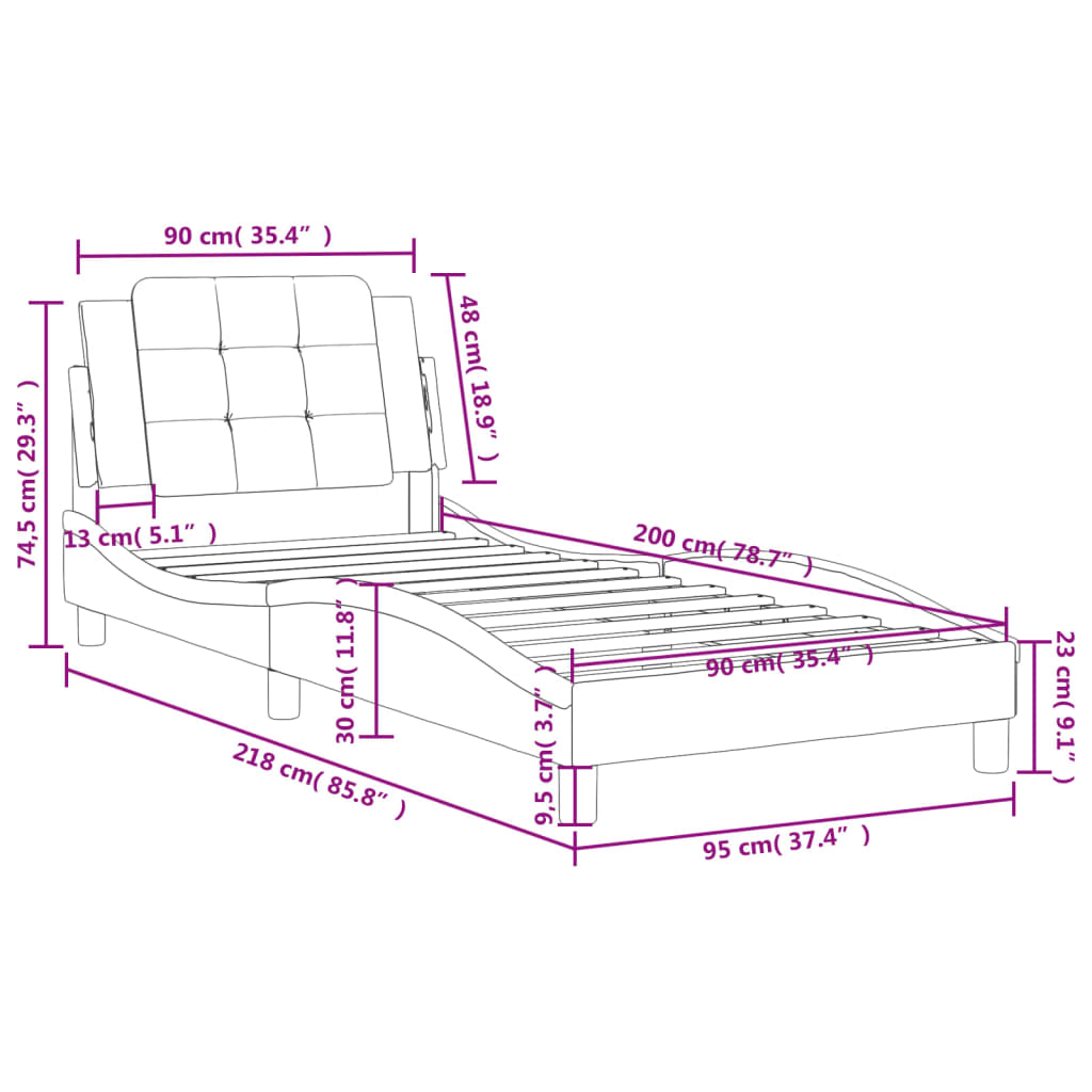 Rám Postele Bez Matrace Zadar Bílý 90X200 Cm Umělá Kůže