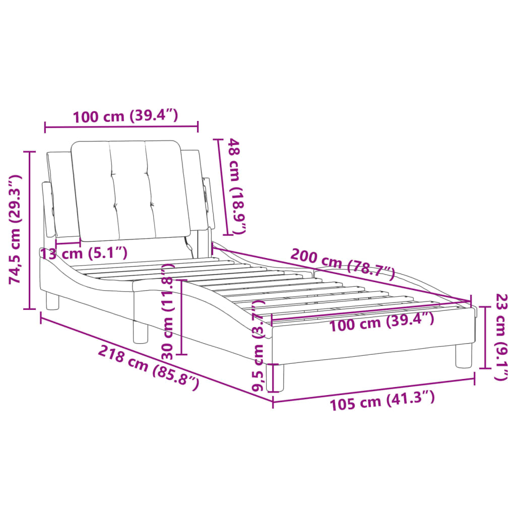 Rám Postele Bez Matrace Zadar Hnědý 100X200 Cm Umělá Kůže