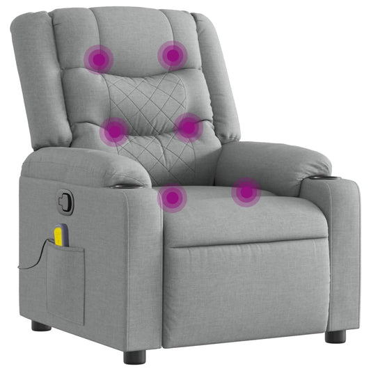 Masážní Polohovací Křeslo Světle Šedé Textil Světle Šedá