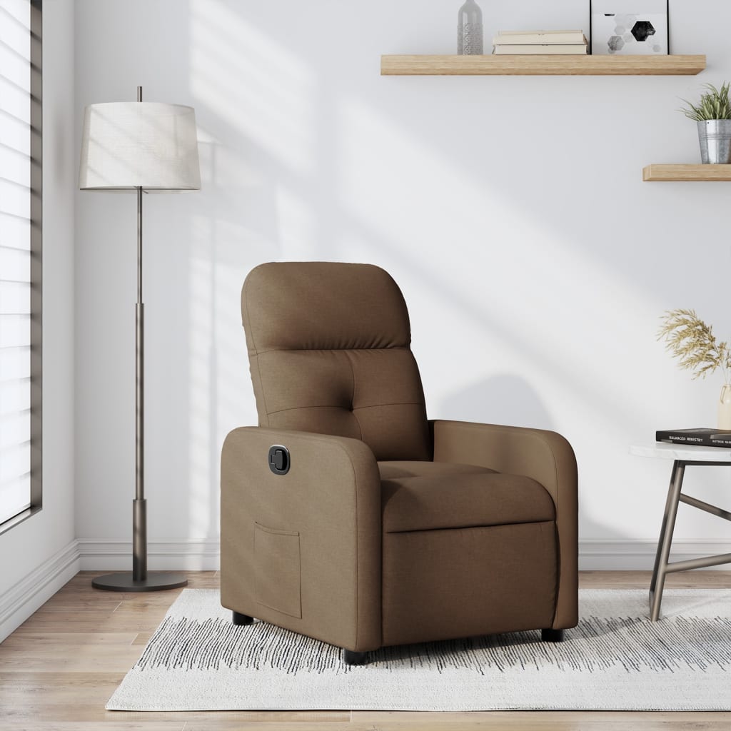 Masážní Polohovací Křeslo Hnědé Textil Hnědá