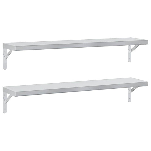 Nástěnné Police 2 Ks 100 X 23,5 Cm Stříbrné Nerezová Ocel