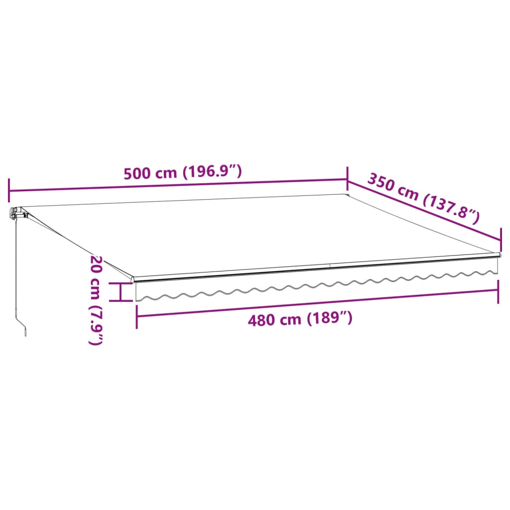 Ručně Zatahovací Markýza S Led Burgundská 500 X 350 Cm