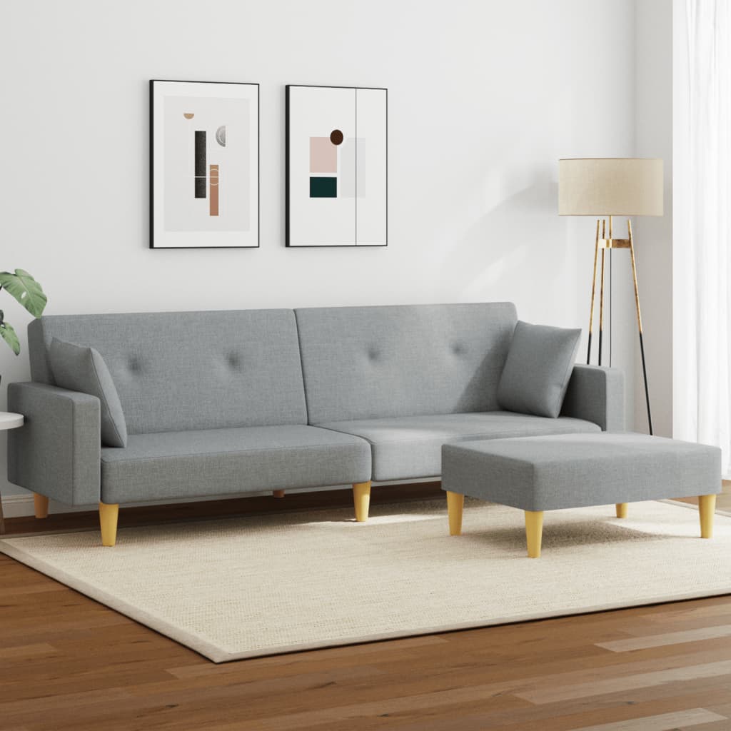 2Místná Rozkládací Pohovka S Podnožkou Textil