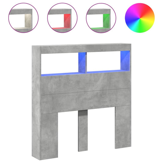 Čelo Postele Úložný Prostor A Led Betonově Šedé