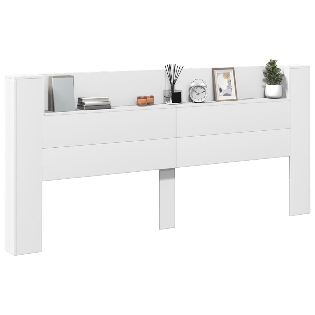 Čelo Postele S Úložným Prostorem A Led Bílé 220X16,5X103,5 Cm