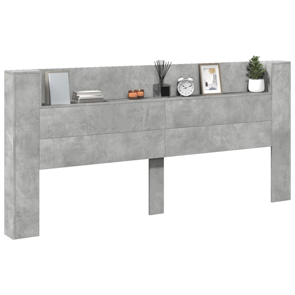Čelo Postele Úložný Prostor Led Betonově Šedé 220X16,5X103,5 Cm