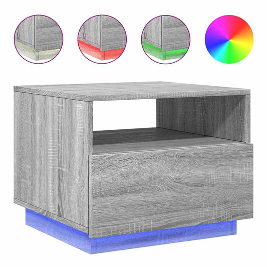 Konferenční Stolek S Led Osvětlením Šedý Sonoma 50 X 49 X 40 Cm