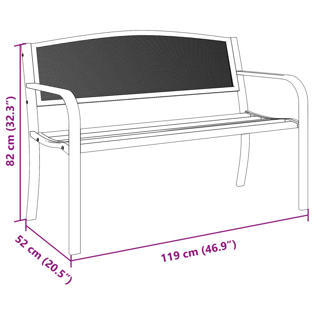 Zahradní Lavice 119 Cm Černá Ocel