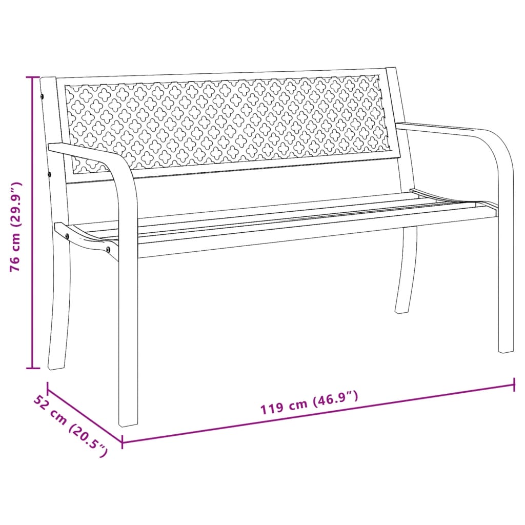 Zahradní Lavice 119 Cm Černá Ocel