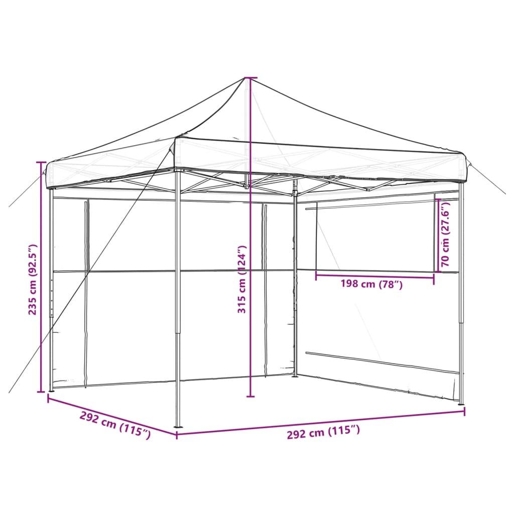 Skládací Party Stan Pop-Up Se 2 Bočními Stěnami
