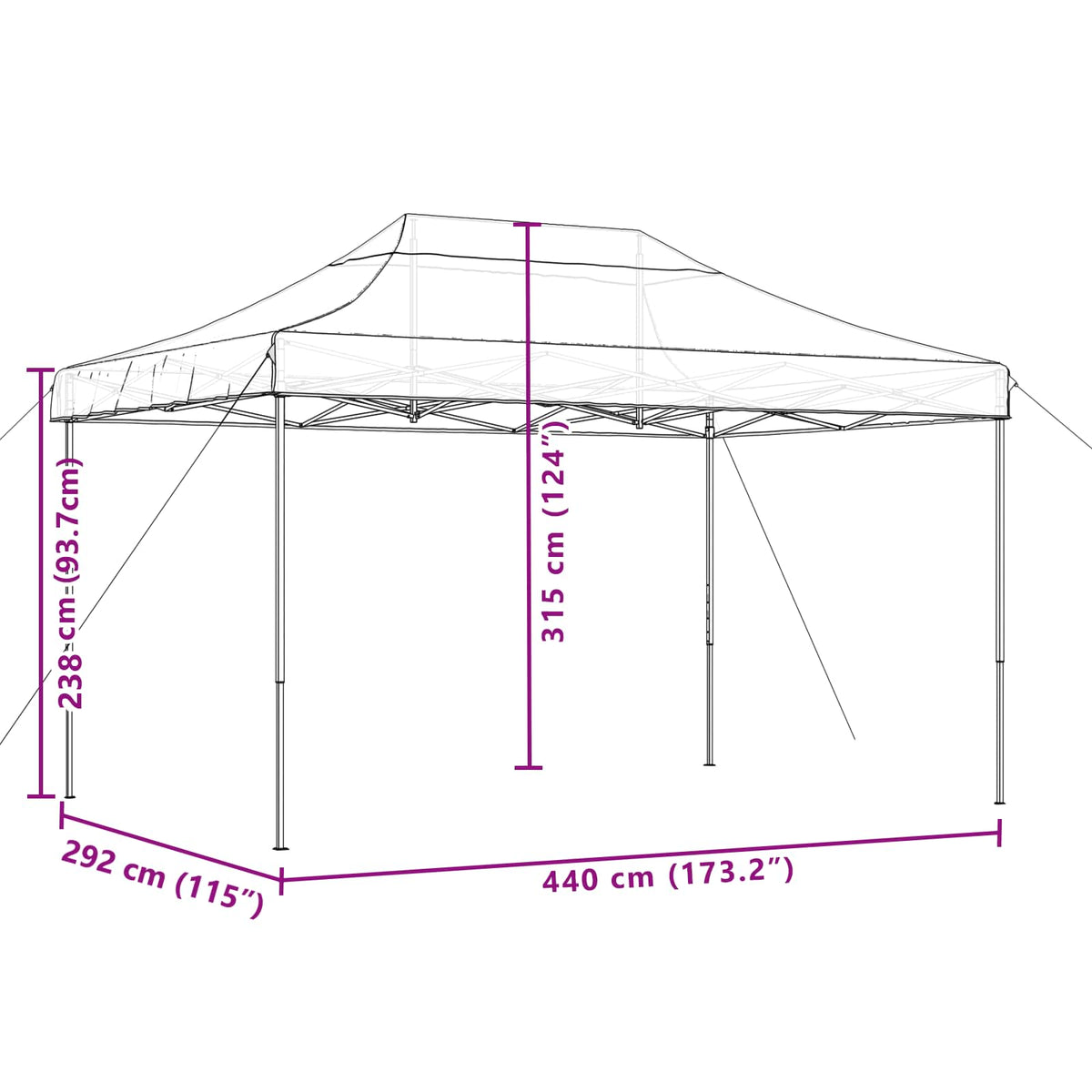 Skládací Party Stan Pop-Up Zelený 440 X 292 X 315 Cm
