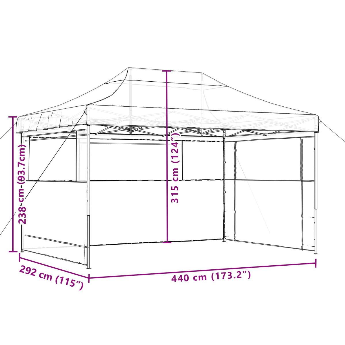 Party Stan 440 X 292 X 315 Cm Oranžový S Modrým Rámem