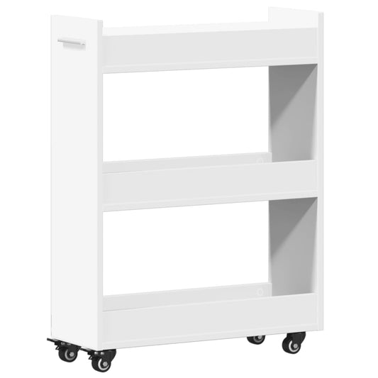 Skříňka Na Kolečkách Bílá 60 X 22 X 79 Cm Kompozitní Dřevo
