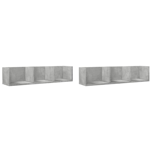 Nástěnné Skříňky 2 Ks Betonově Šedé 75 X 18 X 16,5 Cm Kompozit Betonová Šedá