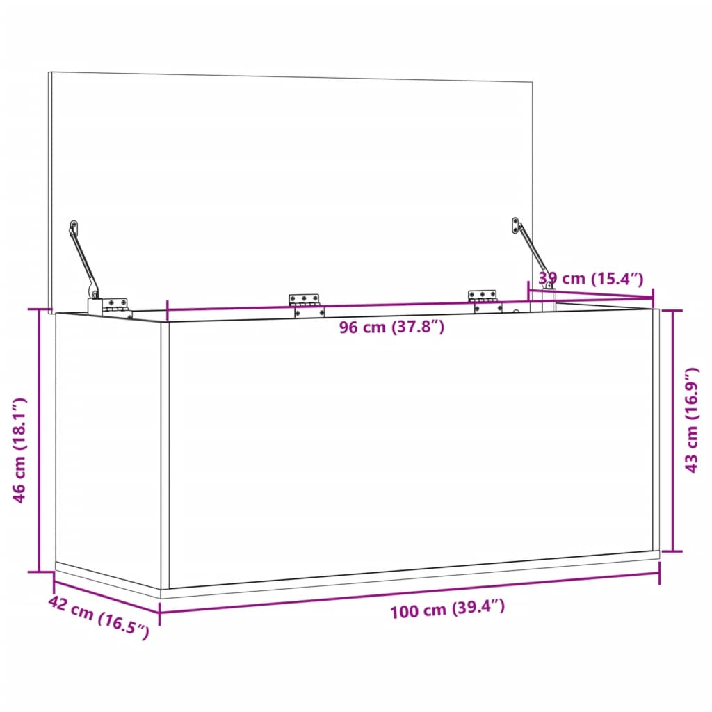 Úložný Box Šedý Sonoma 100 X 42 X 46 Cm Kompozitní Dřevo