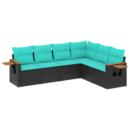 6Dílná Zahradní Sedací Souprava S Poduškami Černá Polyratan