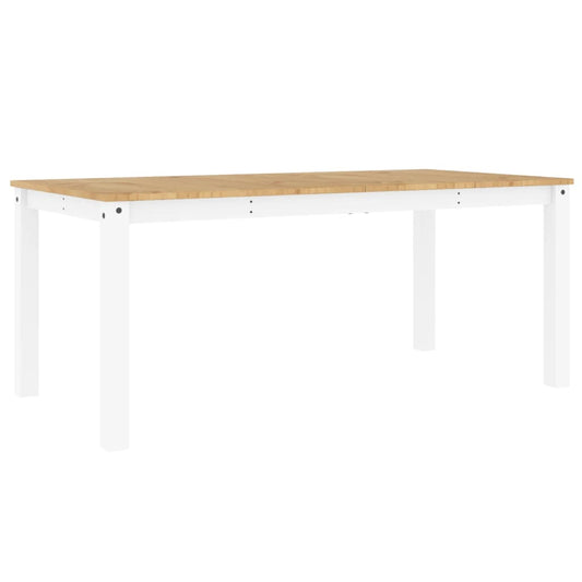 Jídelní Stůl Panama Bílý 180 X 90 X 75 Cm Masivní Borové Dřevo Vzor Listí