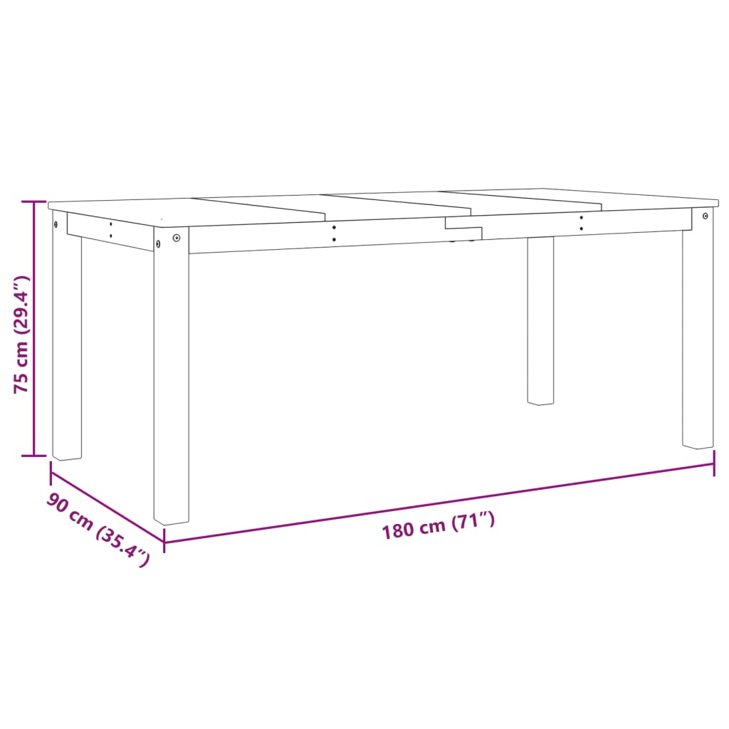 Jídelní Stůl Panama Bílý 180 X 90 X 75 Cm Masivní Borové Dřevo Vzor Listí
