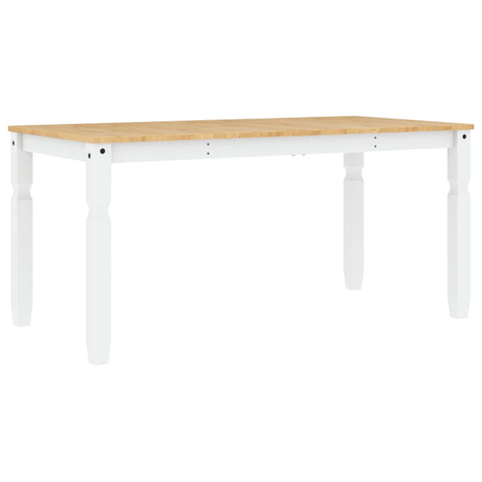 Jídelní Stůl Corona Bílý 160 X 80 X 75 Cm Masivní Borové Dřevo Vzor Listí