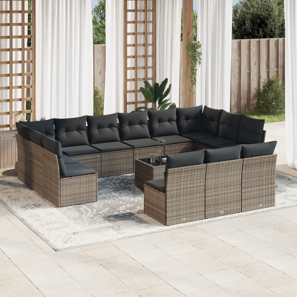 14Dílná Zahradní Sedací Souprava S Poduškami Béžová Polyratan