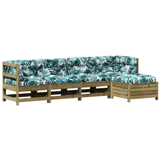 5Dílná Zahradní Sedací Souprava A Podušky Impregnovaná Borovice