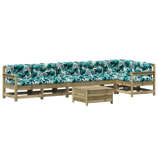 7Dílná Zahradní Sedací Souprava A Podušky Impregnovaná Borovice