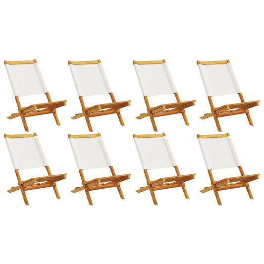 Skládací Zahradní Židle 8 Ks Krémově Bílé Textil A Masiv
