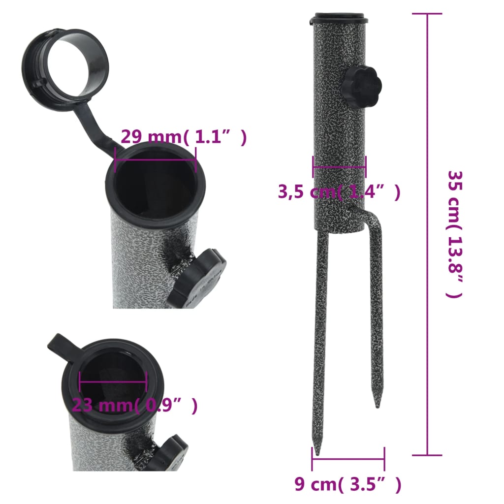 Stojany Na Slunečník S Hroty 2 Ks 9 X 35 Cm Pozinkovaná Ocel